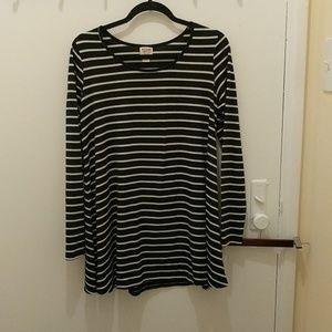 Breton striped a-line t-shirt dress, long sleeve